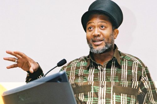 Shabaka-Thompson,-speaking-at-the-On-Route-Carnival-Conference,-June-2003