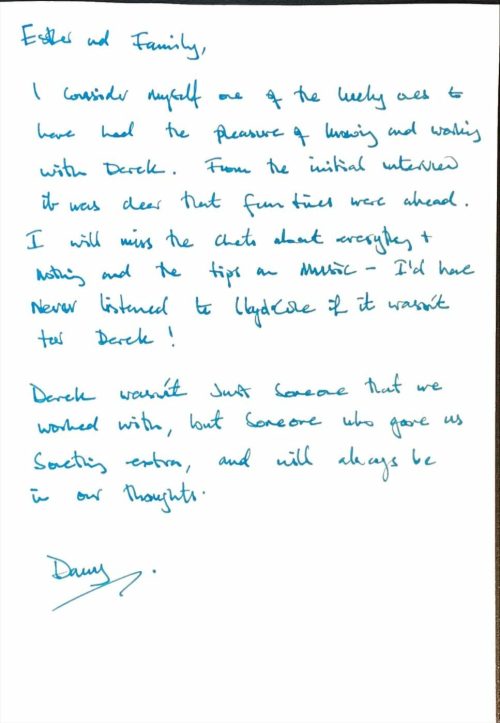 Written message from DE